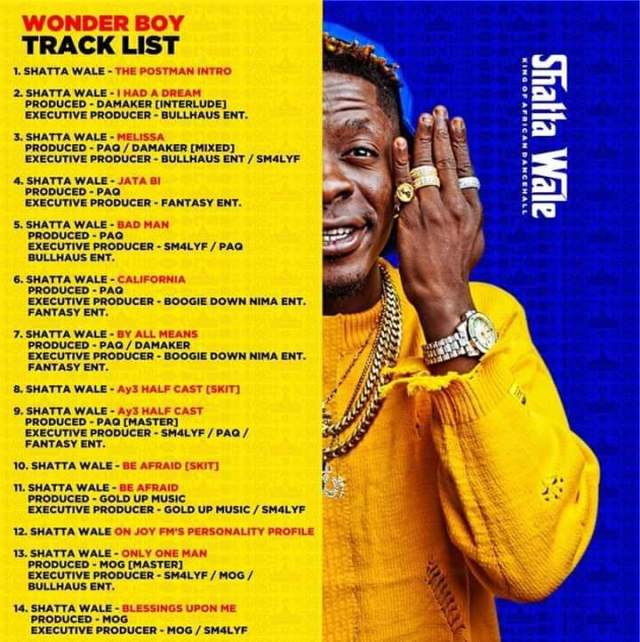 Shatta wale unveils his tracklist for his wonder Boy album Shatta wale unveils his tracklist for his wonder Boy album