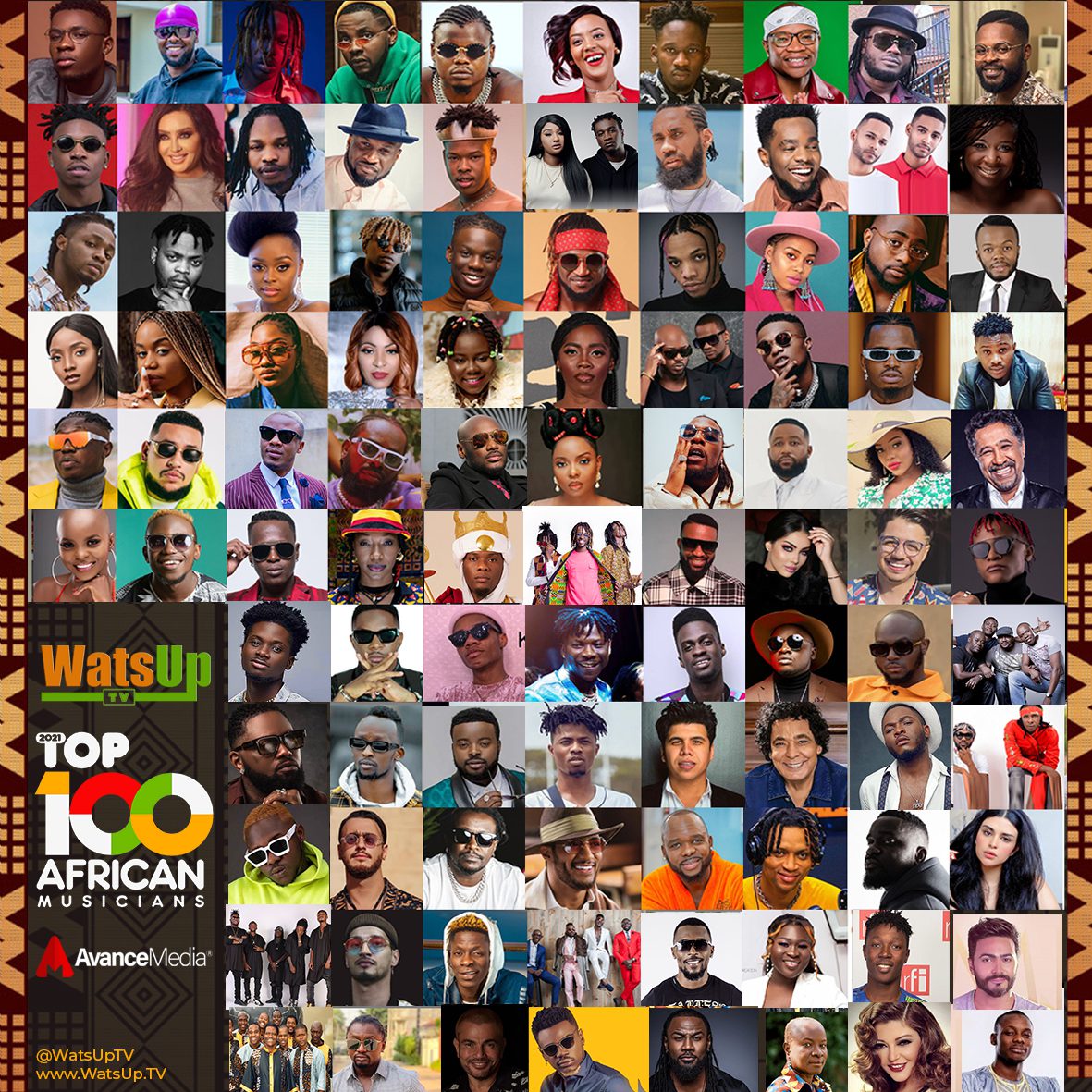 2021 Top 100 African Musicians list announced by WatsUp TV 2021 Top 100 African Musicians list announced by WatsUp TV