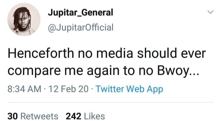 screenshot_20200212_1215231543413256311059597 ‘Henceforth nobody should compare me to Stonebwoy because I’m better than him’ – Jupitar