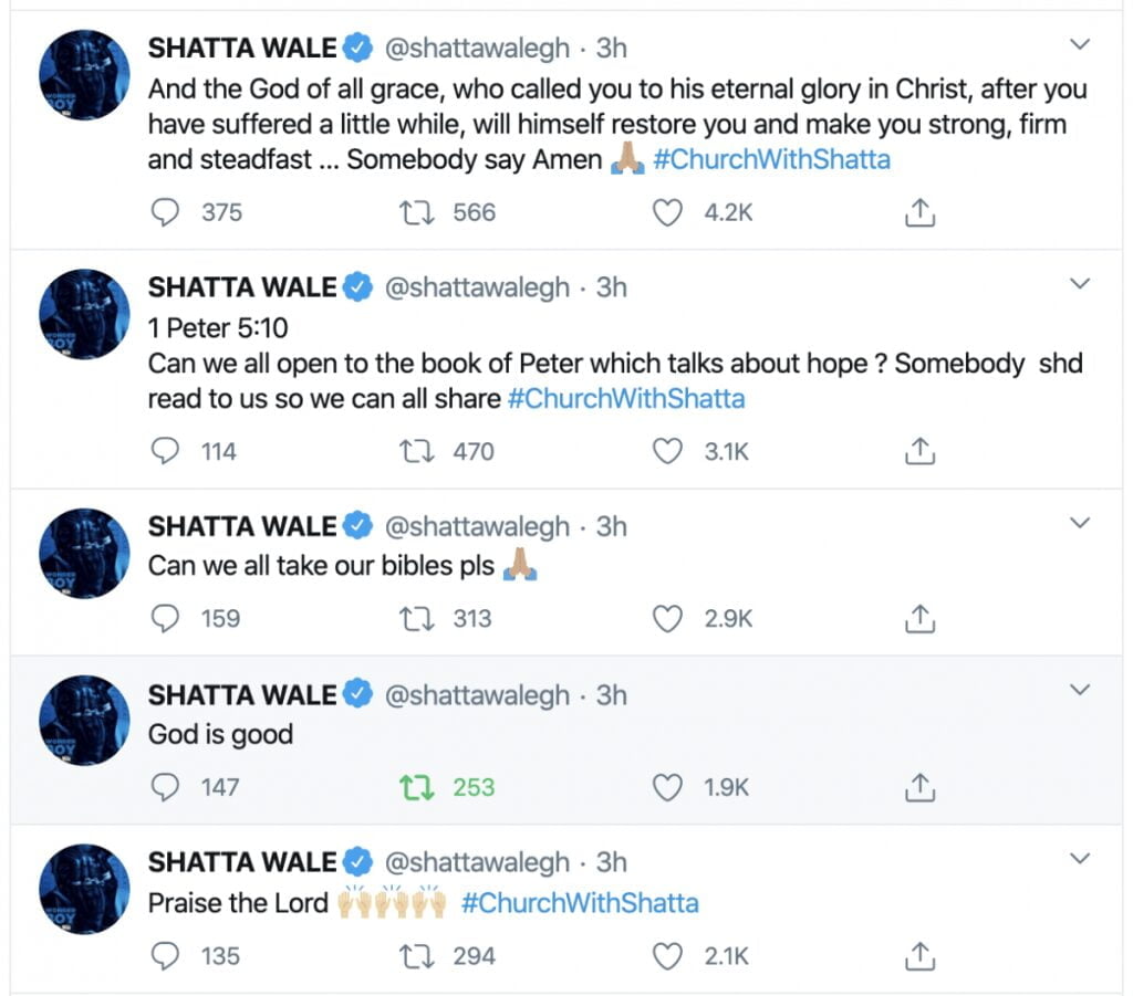 b-2 Shatta Wale organises Church service on Twitter