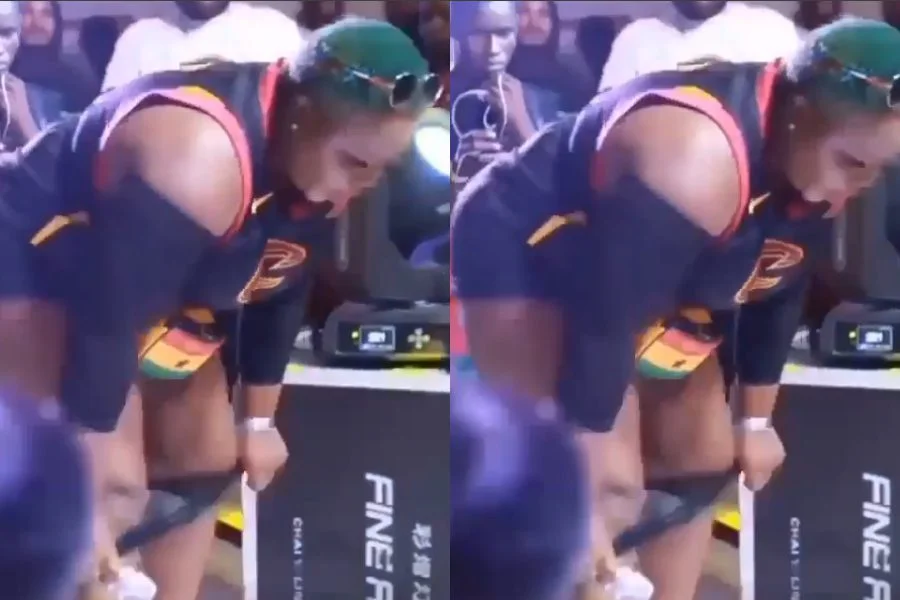 VIDEO: Female Ghanaian Singer Taking Off Her Underwear On Stage While Performing Her Songs