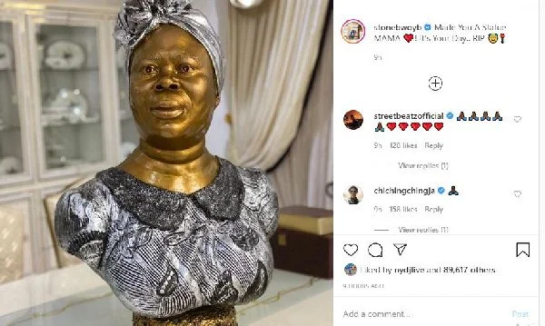 60568944 Stonebwoy unveils golden statue on Mother’s Day to celebrate late mother
