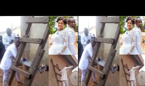 Groom shawns Bride in Chuch to fix a client's DSTV on Wedding Day (Video)