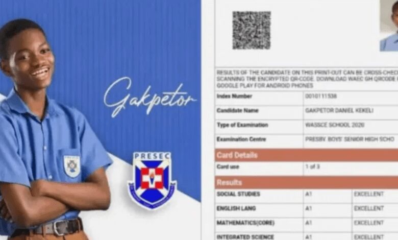 1 Gakpetor Daniel Kekeli: PRESEC’s NSMQ 2020 Star Scores 8A’s In WASSCE 2020 (Photo)