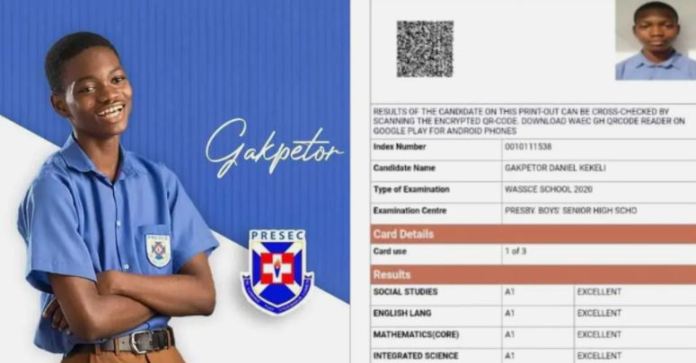 daniel Gakpetor Daniel Kekeli: PRESEC’s NSMQ 2020 Star Scores 8A’s In WASSCE 2020 (Photo)
